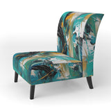 Teal Yellow Cubist Kaleidoscope - Modern Arm Chair