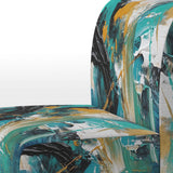 Teal Yellow Cubist Kaleidoscope - Modern Arm Chair
