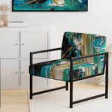 Teal Yellow Cubist Kaleidoscope - Modern Arm Chair