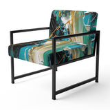 Teal Yellow Cubist Kaleidoscope - Modern Arm Chair