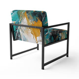 Teal Yellow Cubist Kaleidoscope - Modern Arm Chair