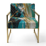 Teal Yellow Cubist Kaleidoscope - Modern Arm Chair