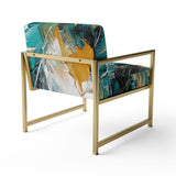 Teal Yellow Cubist Kaleidoscope - Modern Arm Chair