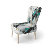 Teal Black Cubist Kaleidoscope - Modern Accent Side Chair