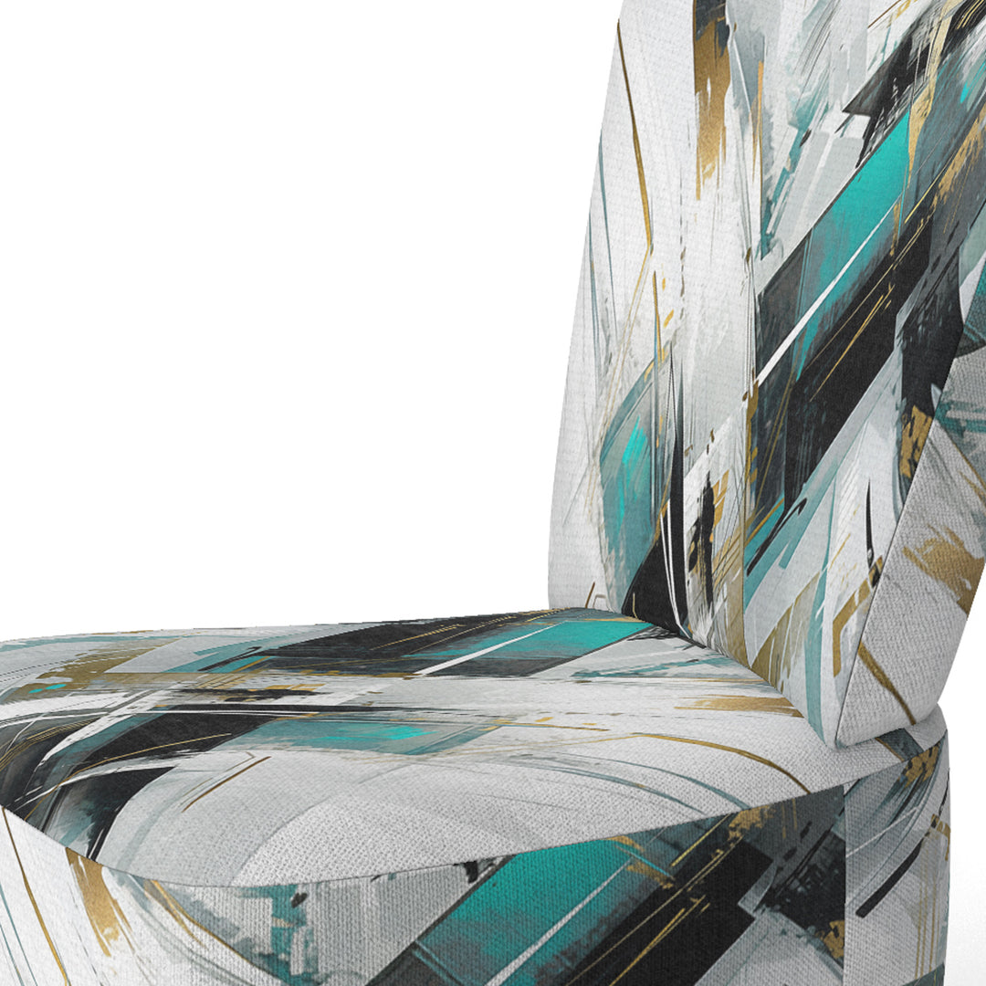 Teal Black Cubist Kaleidoscope - Modern Accent Side Chair