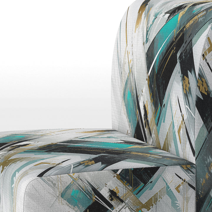 Teal Black Cubist Kaleidoscope - Modern Accent Side Chair