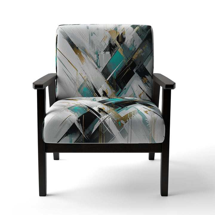 Teal Black Cubist Kaleidoscope - Modern Accent Side Chair