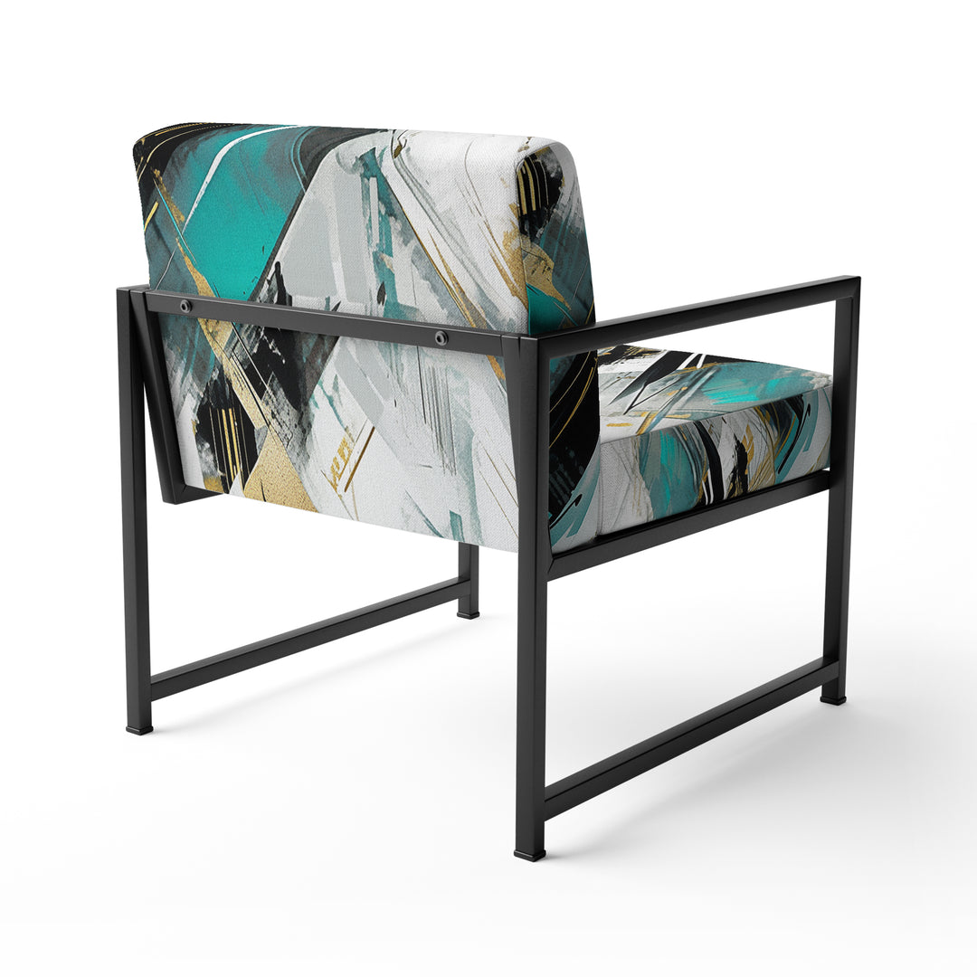 Teal Black Cubist Kaleidoscope - Modern Accent Side Chair