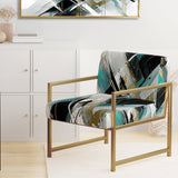 Teal Black Cubist Kaleidoscope - Modern Accent Side Chair