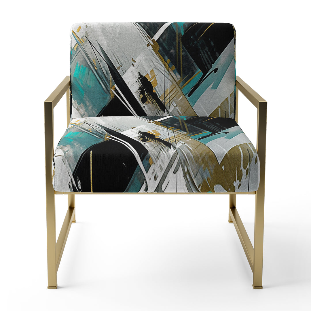 Teal Black Cubist Kaleidoscope - Modern Accent Side Chair
