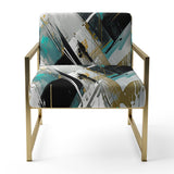 Teal Black Cubist Kaleidoscope - Modern Accent Side Chair