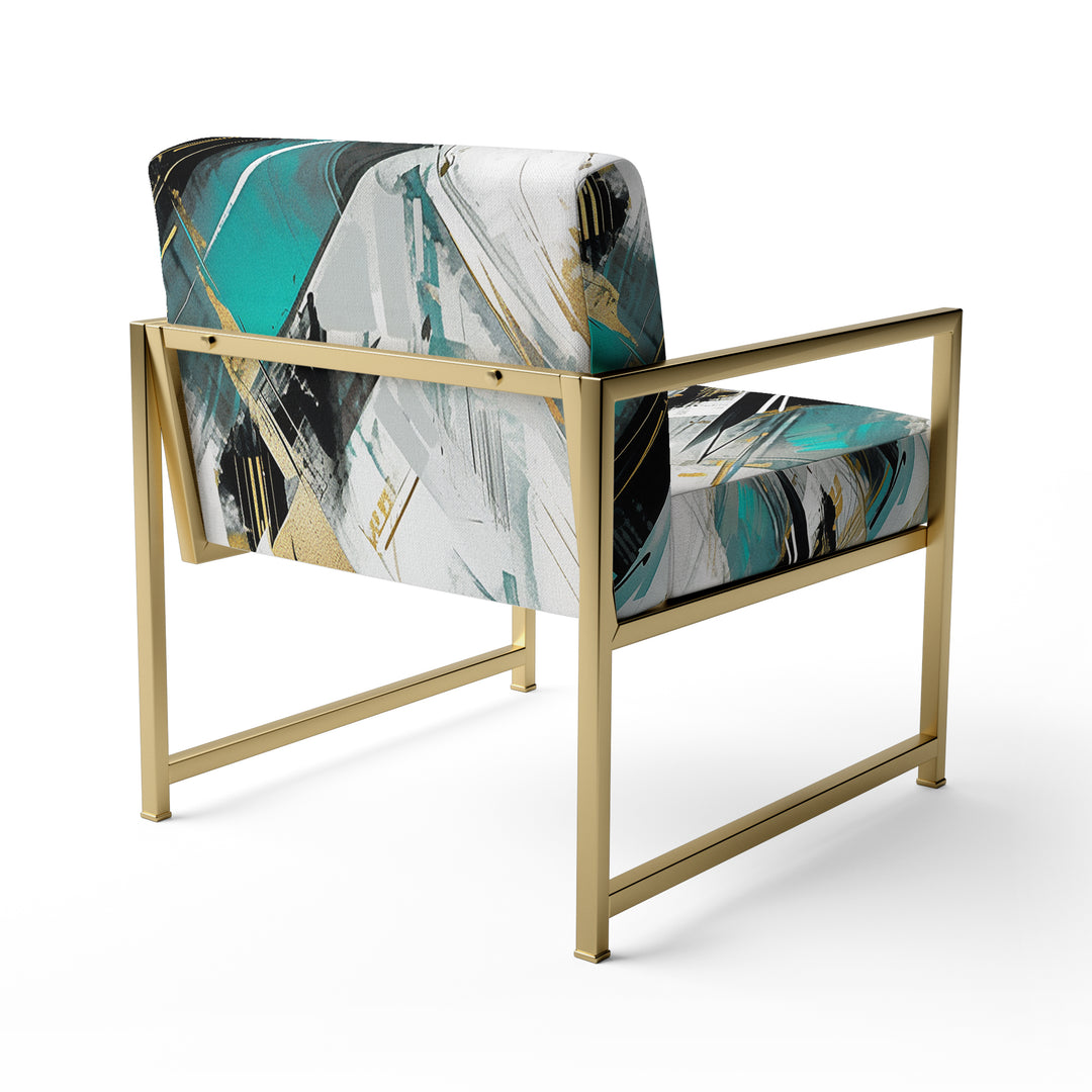 Teal Black Cubist Kaleidoscope - Modern Accent Side Chair