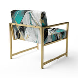 Teal Black Cubist Kaleidoscope - Modern Accent Side Chair