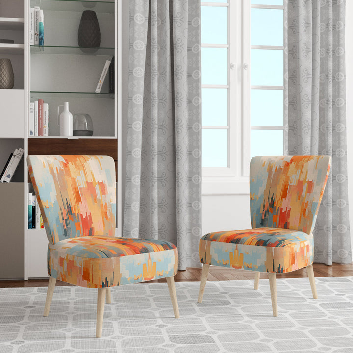 Orange Beige Shattered Realities - Modern Arm Chair