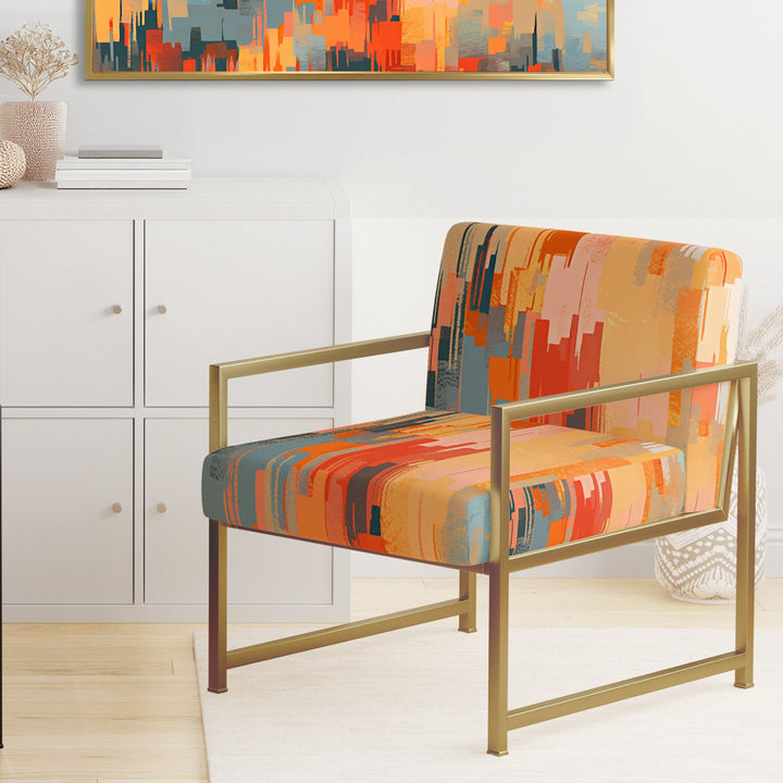 Orange Beige Shattered Realities - Modern Arm Chair