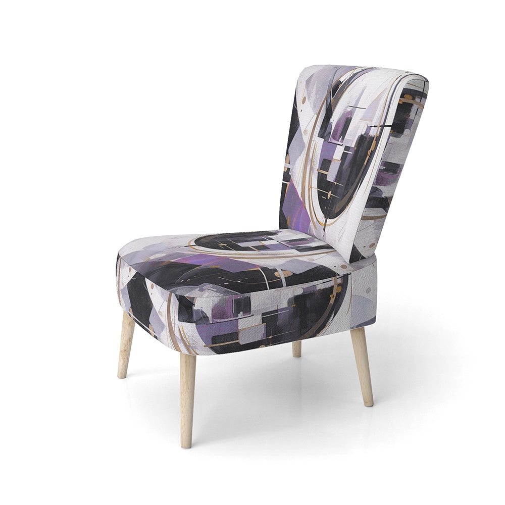 Purple Black Multifaceted Whirls- Upholstered Accent Chair