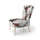 Black Red Multifaceted Whirls - Modern Accent Slipper Chair