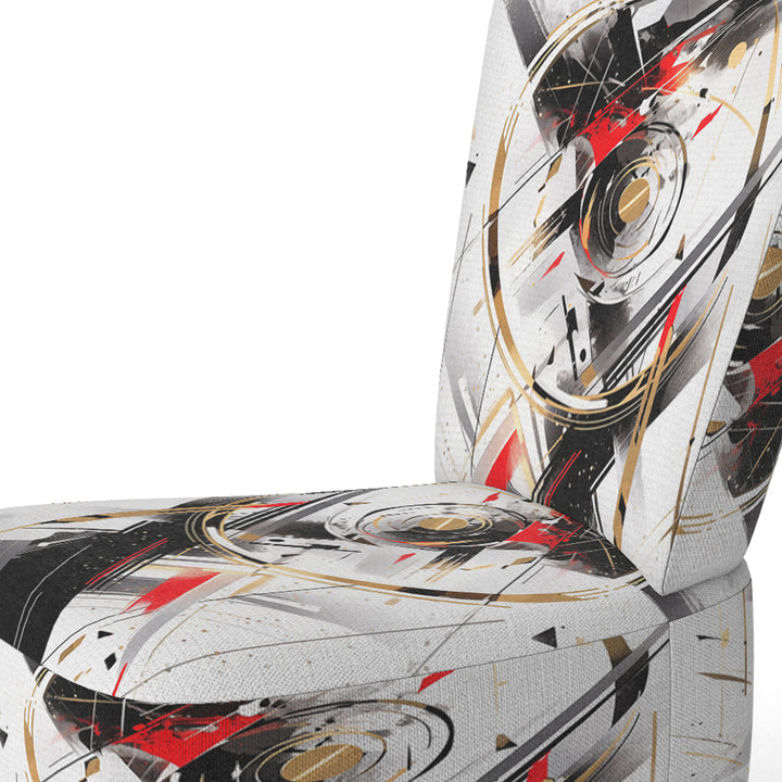 Black Red Multifaceted Whirls - Modern Accent Slipper Chair