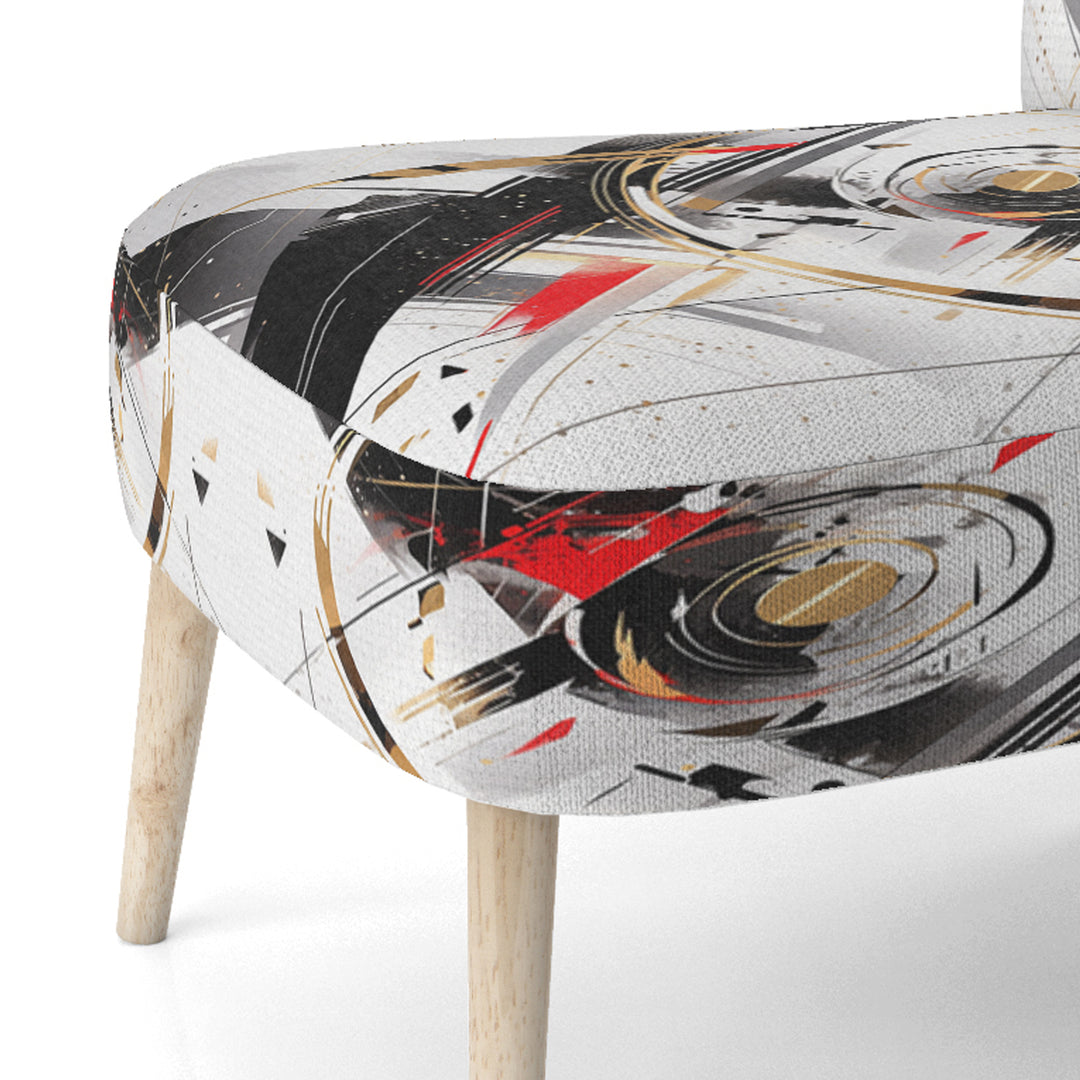 Black Red Multifaceted Whirls - Modern Accent Slipper Chair