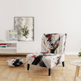 Black Red Multifaceted Whirls - Modern Accent Slipper Chair