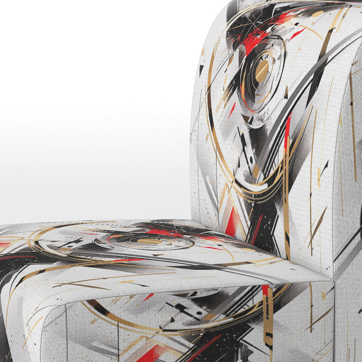 Black Red Multifaceted Whirls - Modern Accent Slipper Chair