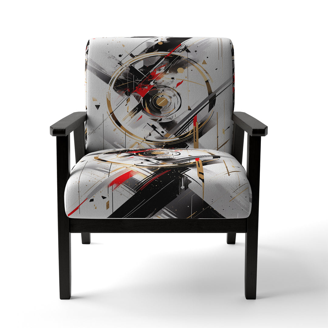 Black Red Multifaceted Whirls - Modern Accent Slipper Chair