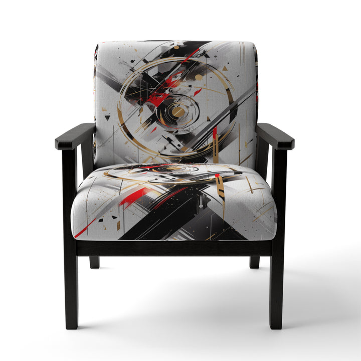 Black Red Multifaceted Whirls - Modern Accent Slipper Chair