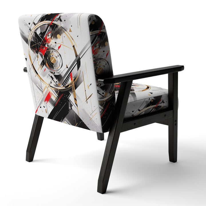 Black Red Multifaceted Whirls - Modern Accent Slipper Chair