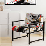 Black Red Multifaceted Whirls - Modern Accent Slipper Chair