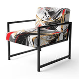 Black Red Multifaceted Whirls - Modern Accent Slipper Chair