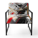 Black Red Multifaceted Whirls - Modern Accent Slipper Chair