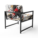 Black Red Multifaceted Whirls - Modern Accent Slipper Chair