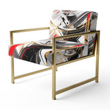 Black Red Multifaceted Whirls - Modern Accent Slipper Chair