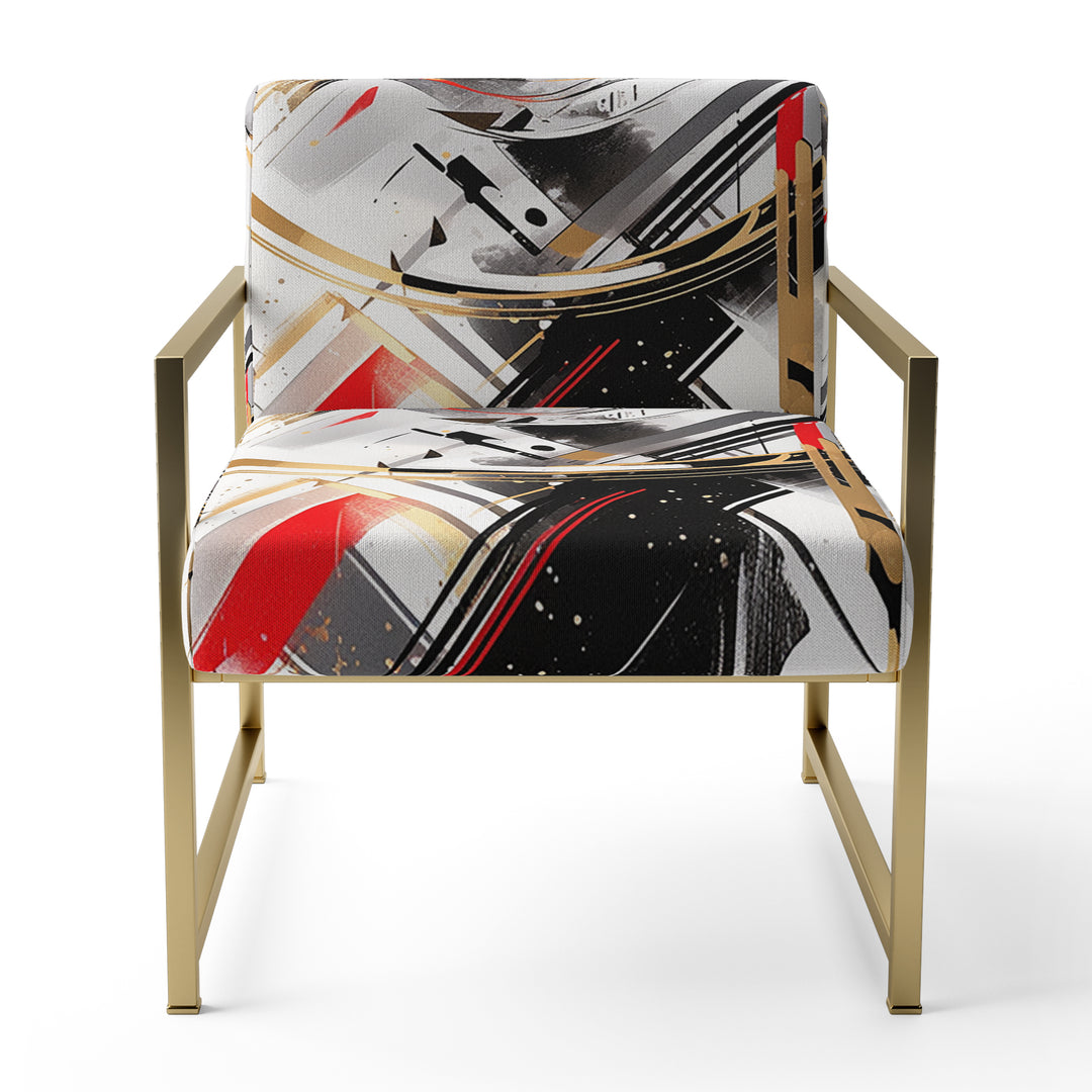 Black Red Multifaceted Whirls - Modern Accent Slipper Chair