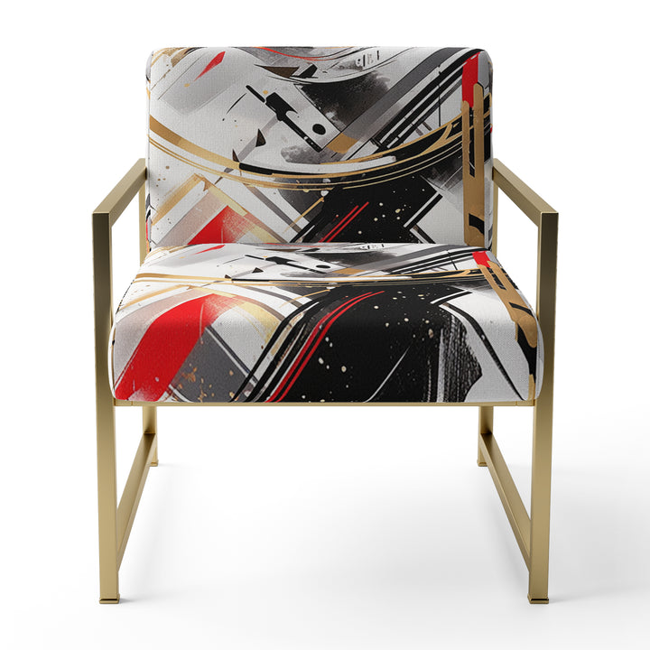 Black Red Multifaceted Whirls - Modern Accent Slipper Chair
