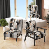 Grey Black Multifaceted Whirls - Upholstered Modern Accent Chairs