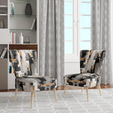 Grey Black Multifaceted Whirls - Upholstered Modern Accent Chairs