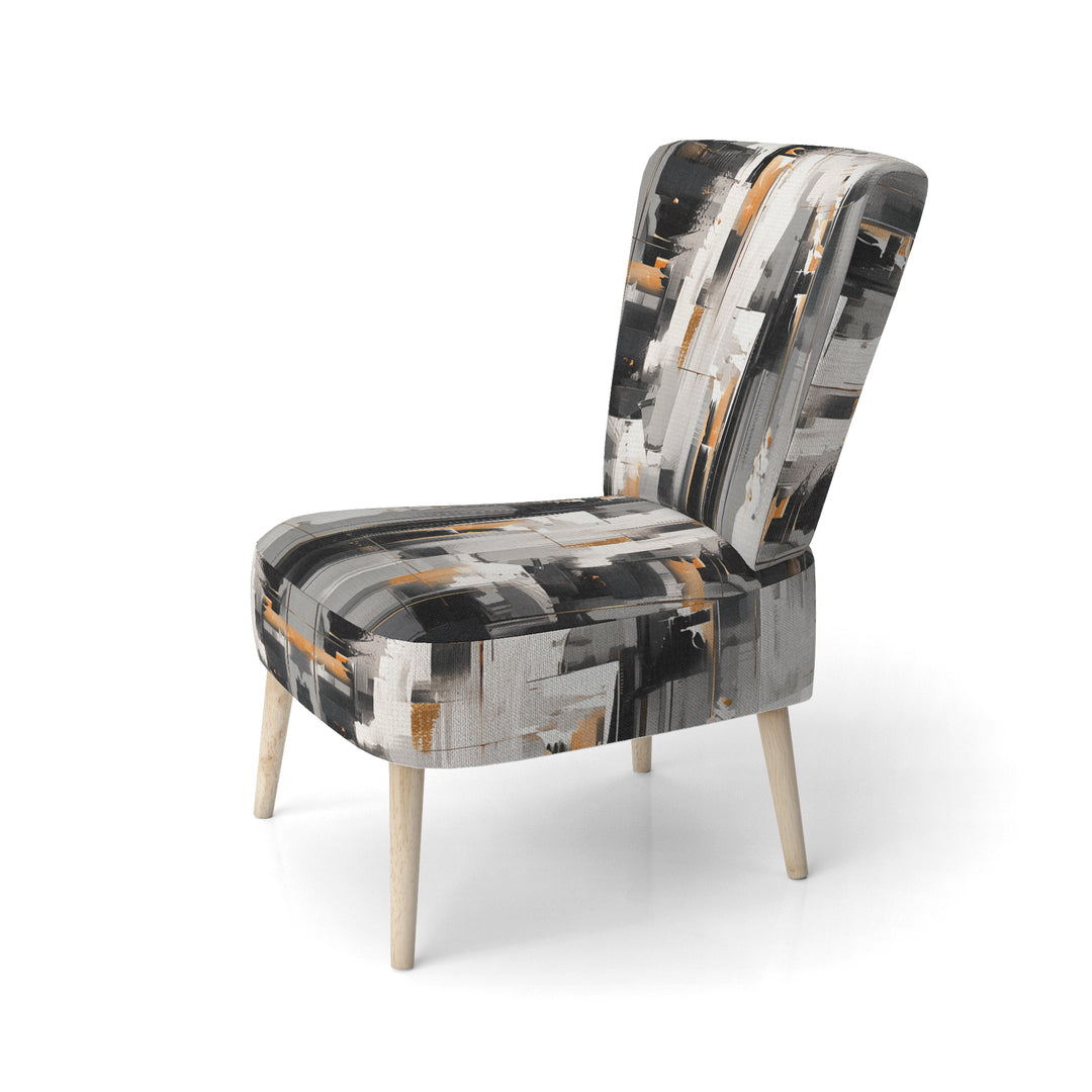 Grey Black Multifaceted Whirls - Upholstered Modern Accent Chairs