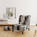 Grey Black Multifaceted Whirls - Upholstered Modern Accent Chairs