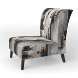 Grey Black Multifaceted Whirls - Upholstered Modern Accent Chairs