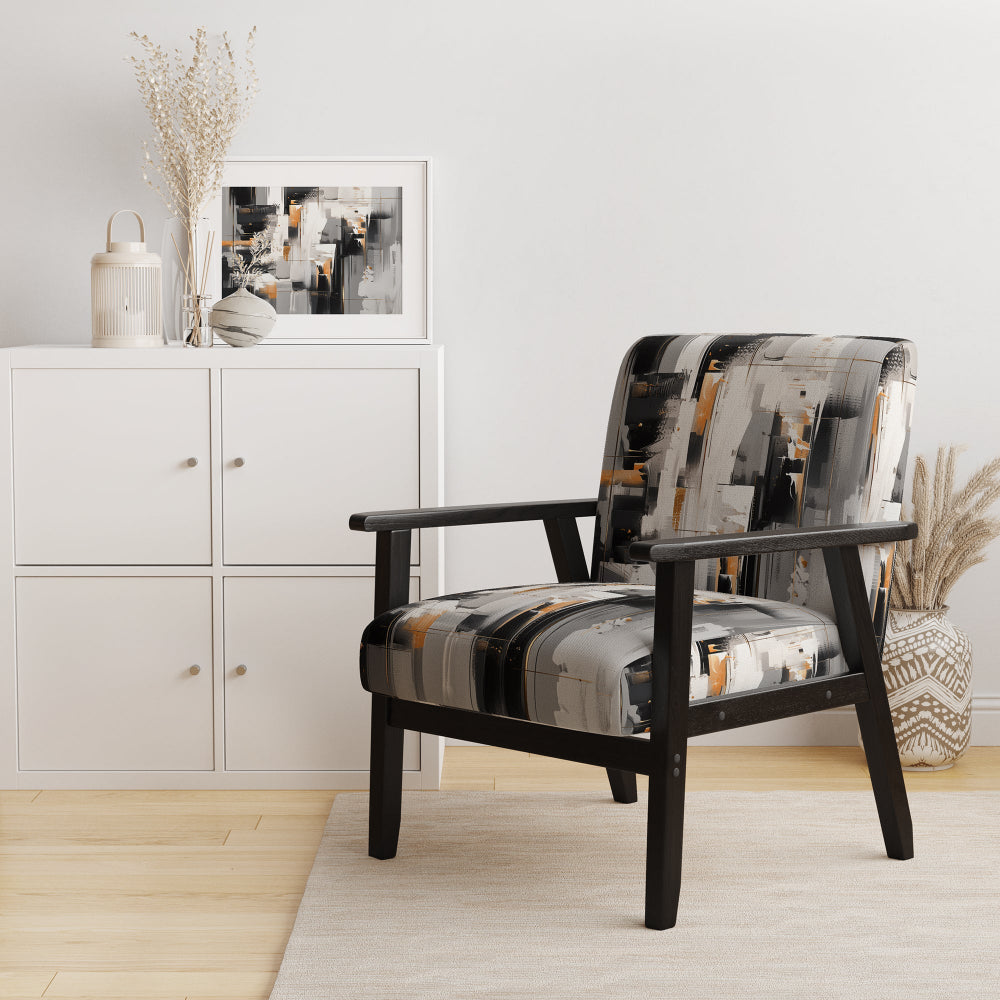 Grey Black Multifaceted Whirls - Upholstered Modern Accent Chairs