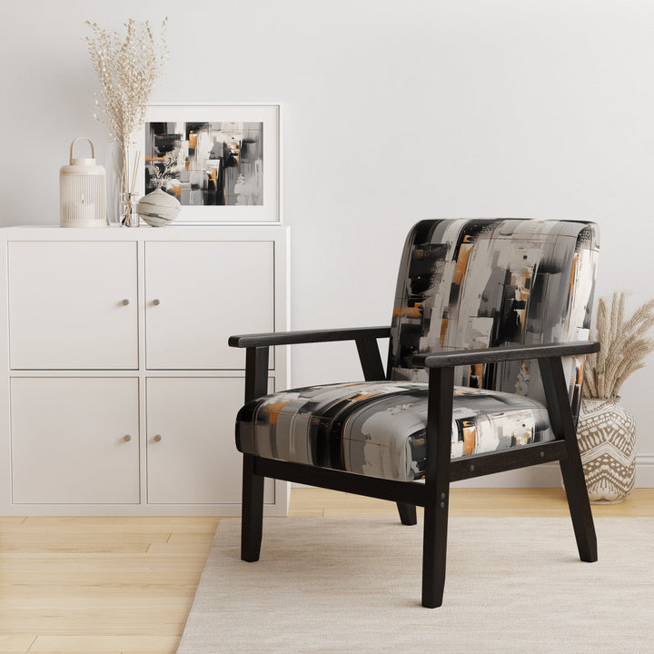 Grey Black Multifaceted Whirls - Upholstered Modern Accent Chairs