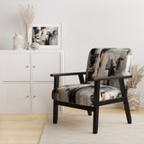 Grey Black Multifaceted Whirls - Upholstered Modern Accent Chairs