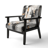 Grey Black Multifaceted Whirls - Upholstered Modern Accent Chairs