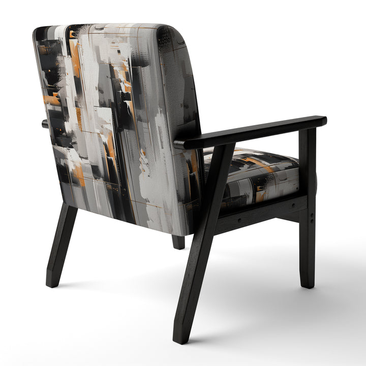 Grey Black Multifaceted Whirls - Upholstered Modern Accent Chairs