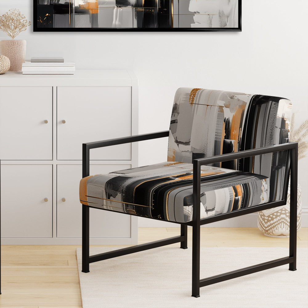 Grey Black Multifaceted Whirls - Upholstered Modern Accent Chairs