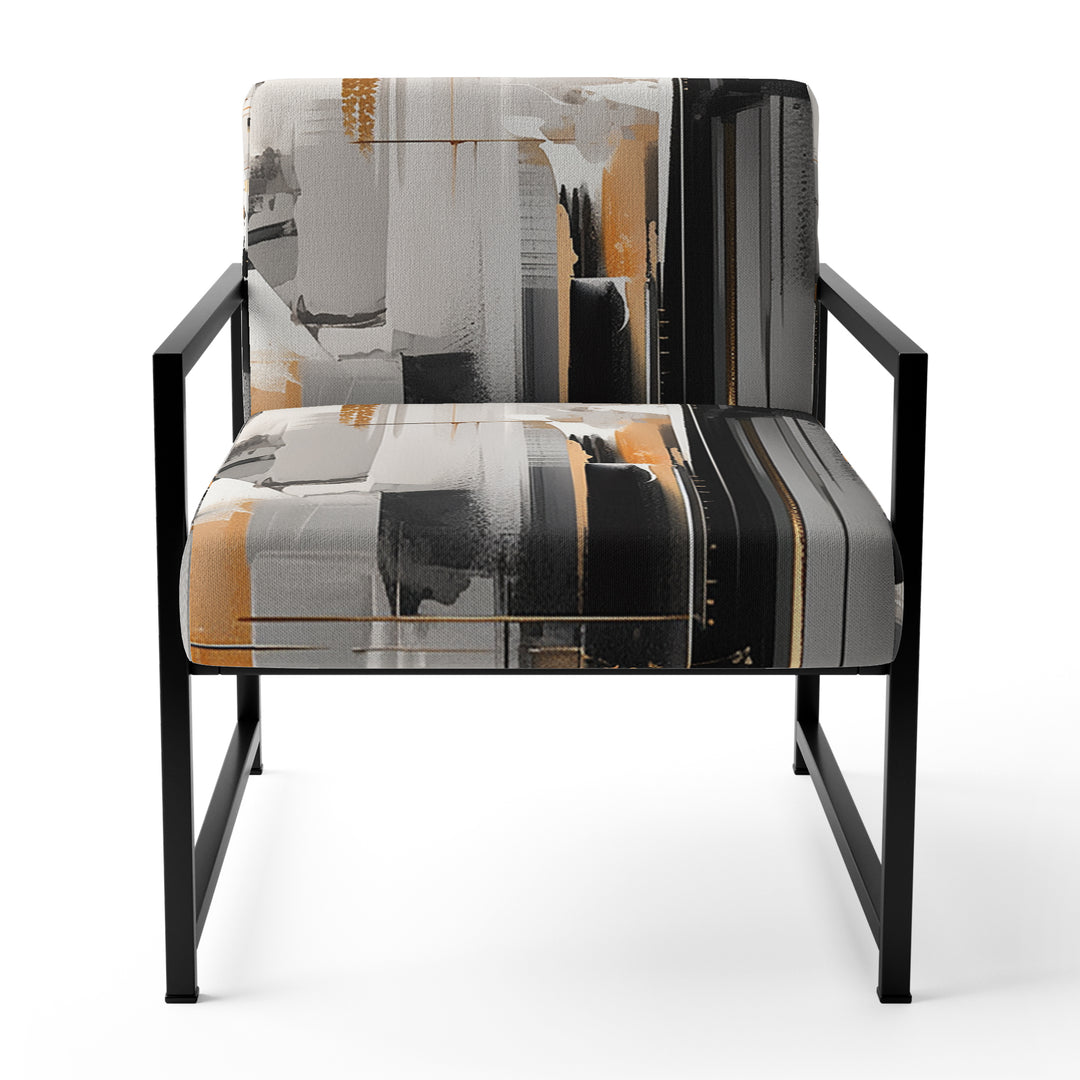 Grey Black Multifaceted Whirls - Upholstered Modern Accent Chairs