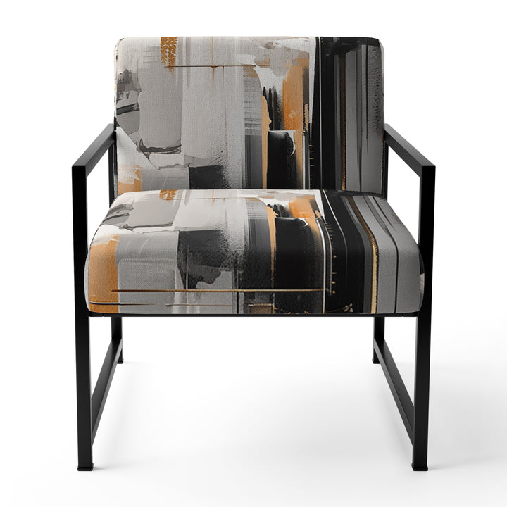Grey Black Multifaceted Whirls - Upholstered Modern Accent Chairs