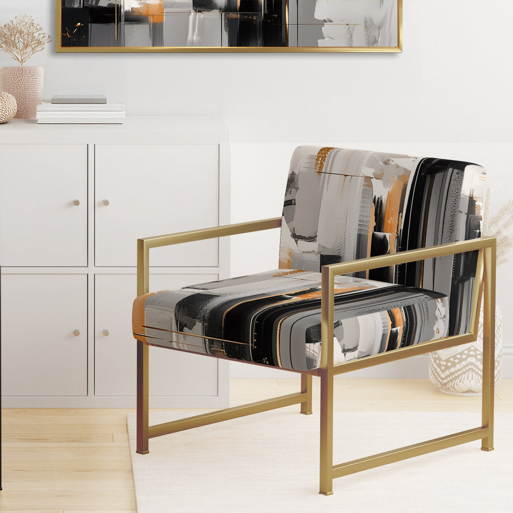Grey Black Multifaceted Whirls - Upholstered Modern Accent Chairs