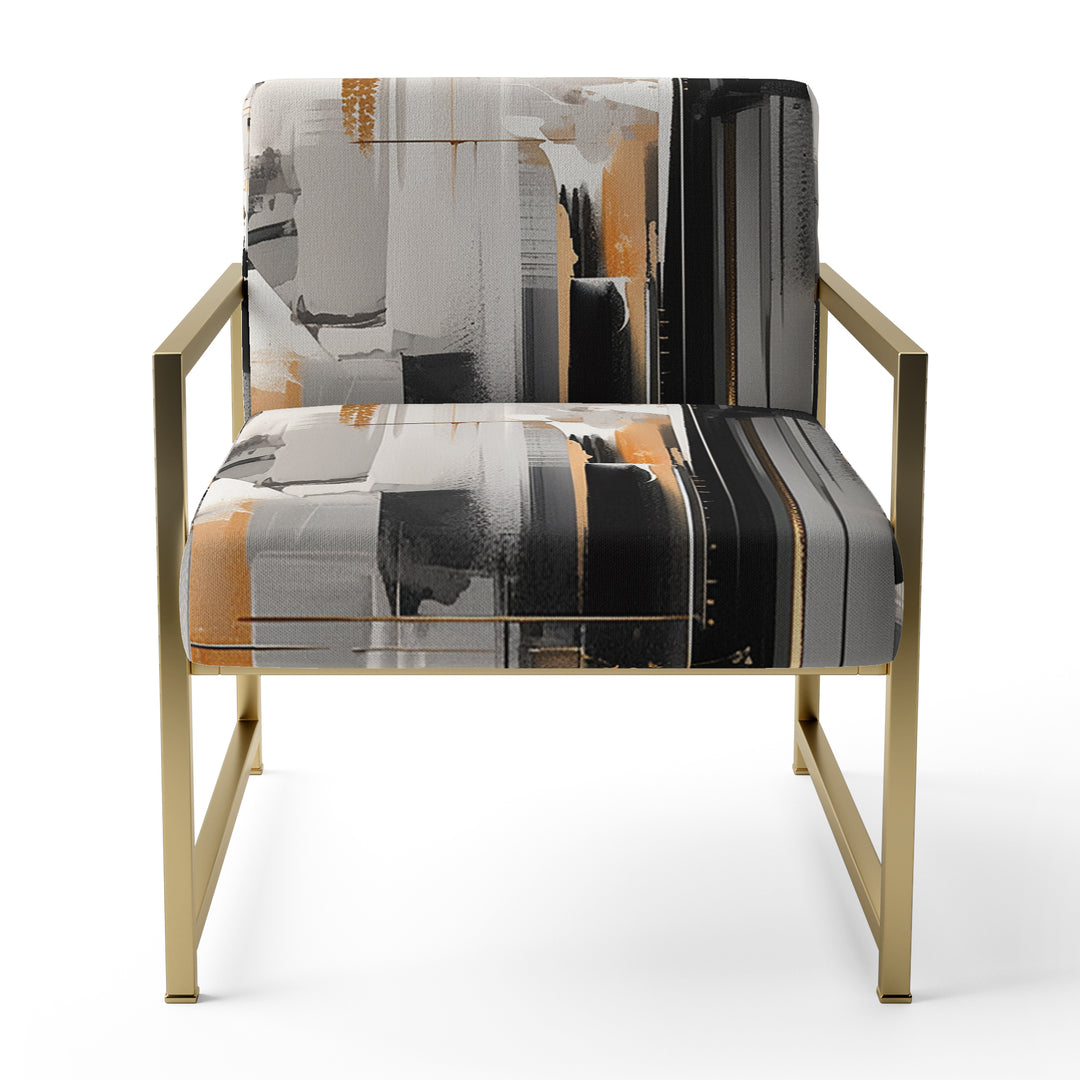 Grey Black Multifaceted Whirls - Upholstered Modern Accent Chairs